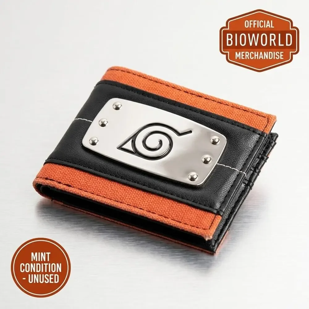 Naruto Shippuden Bioworld Wallet Metal Headband Plate Hidden Leaf Village Bifold